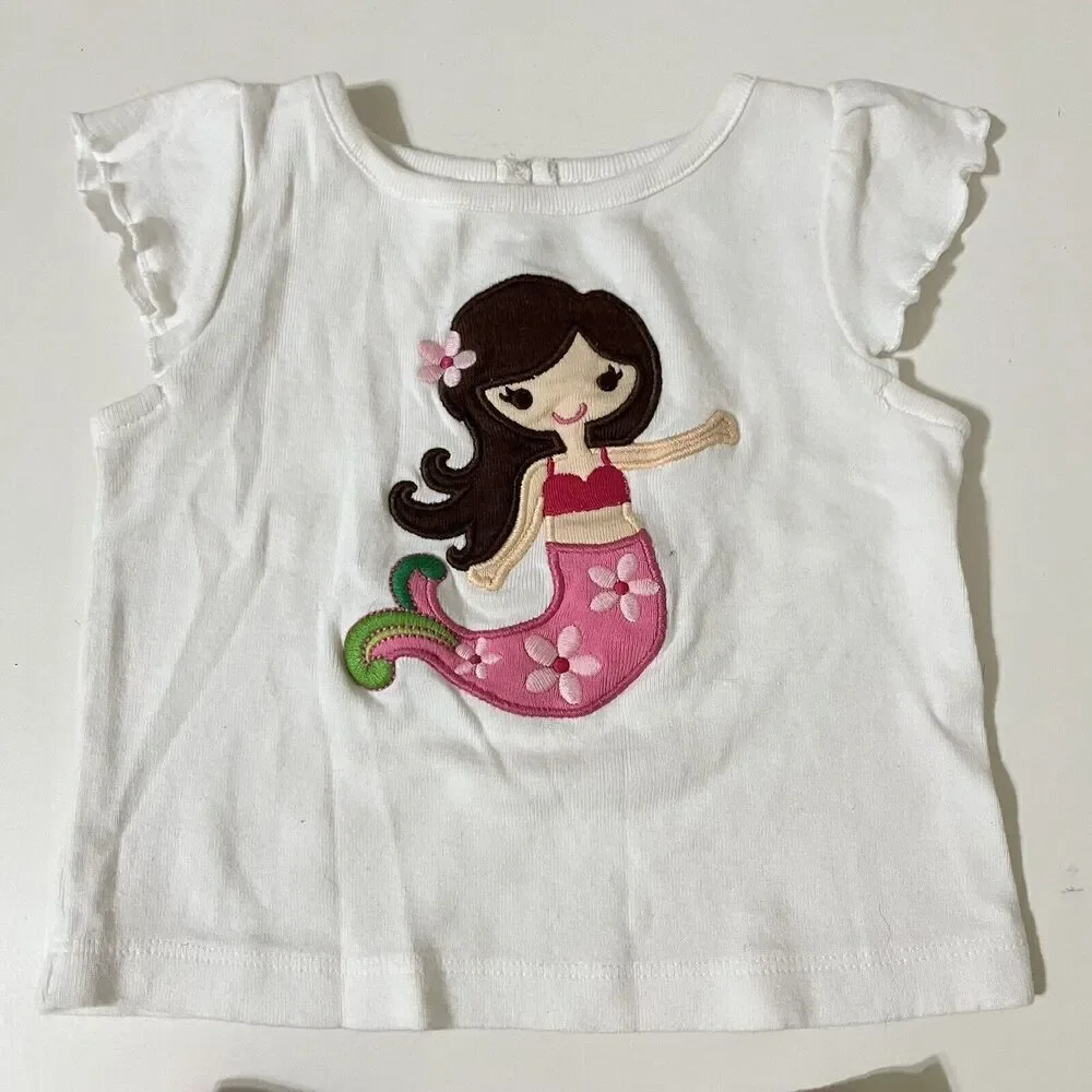 Gymboree Mermaid Top and Floral Shorts Set Girls Size 3-6 Months